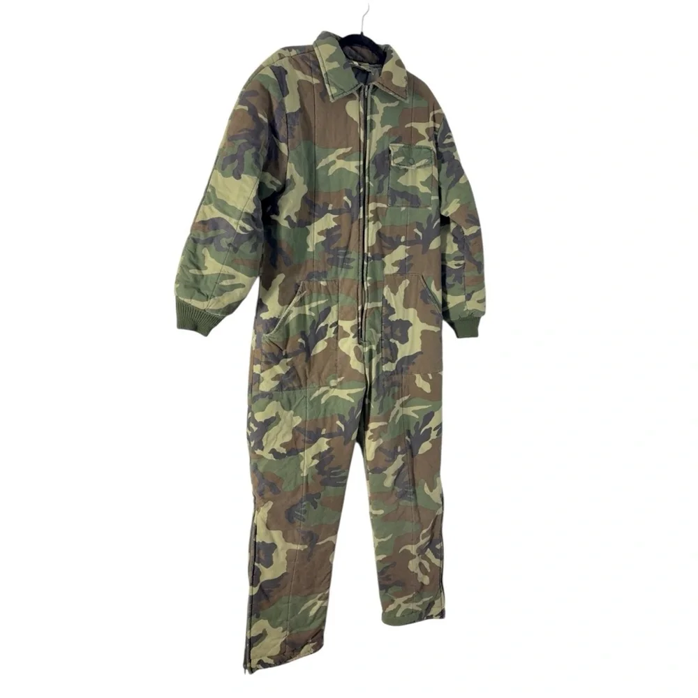 Vintage Black Sheep Camo Insulated Coveralls Jumpsuit Medium Hunting Utility - Picture 2 of 9
